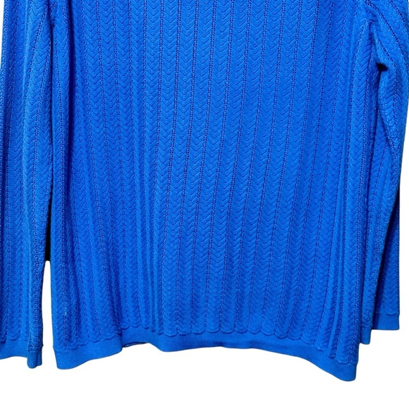 Talbots 100% Pima Cotton Lightweight Pointelle Long Sleeve Button Front Cardigan - Picture 9 of 12